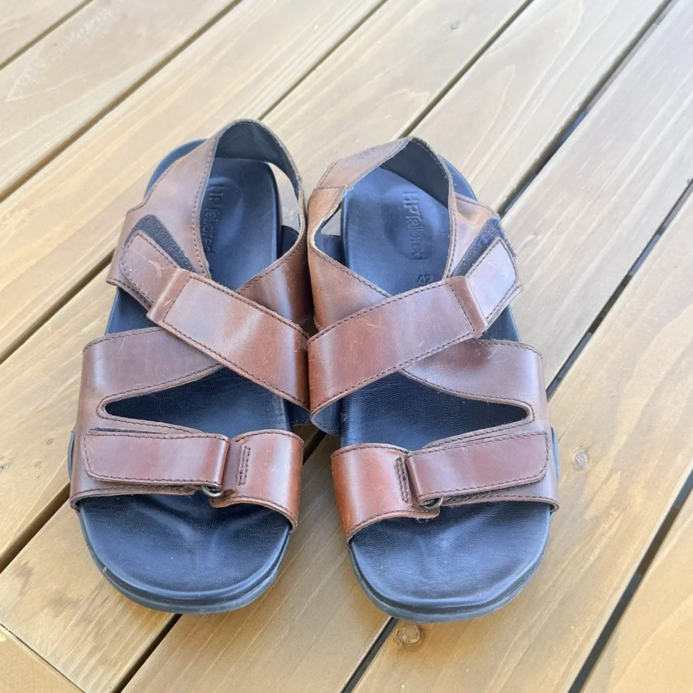 Hush Puppies Men's Leather  Sandals Brown Casual Footwear Size8